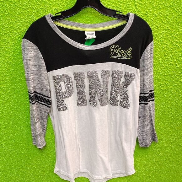 Victoria's Secret Black and Gray Long Sleeve Tee - Picture 1 of 3